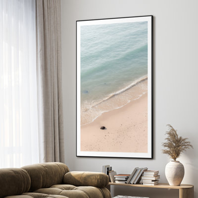 Extra Large Serene Shoreline Wall Art Print - Tranquil Beach and Gentle Waves Artwork Coastal Decor for Living Room or Bedroom, Frame Assembly Required (Frame Assembly Required)