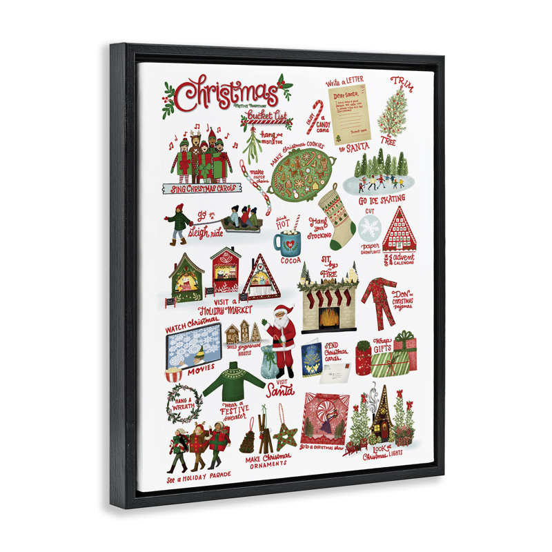 Cadre flottant Fun Christmas Traditions, design par Giao Williams, Cadre flottant noir de jais, H 21 po x l 17 po