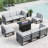9 - Piece Outdoor Modular Sectional Set with Fire Table-1363332831