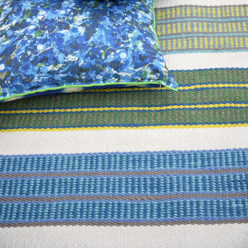 Mahakam Cobalt Outdoor Rug, Rectangle 3'11" x 5'11"