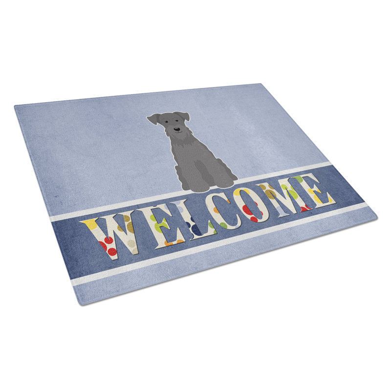 Planche à découper miniature en verre à schnauzer caroline Welcome Dog, Noir