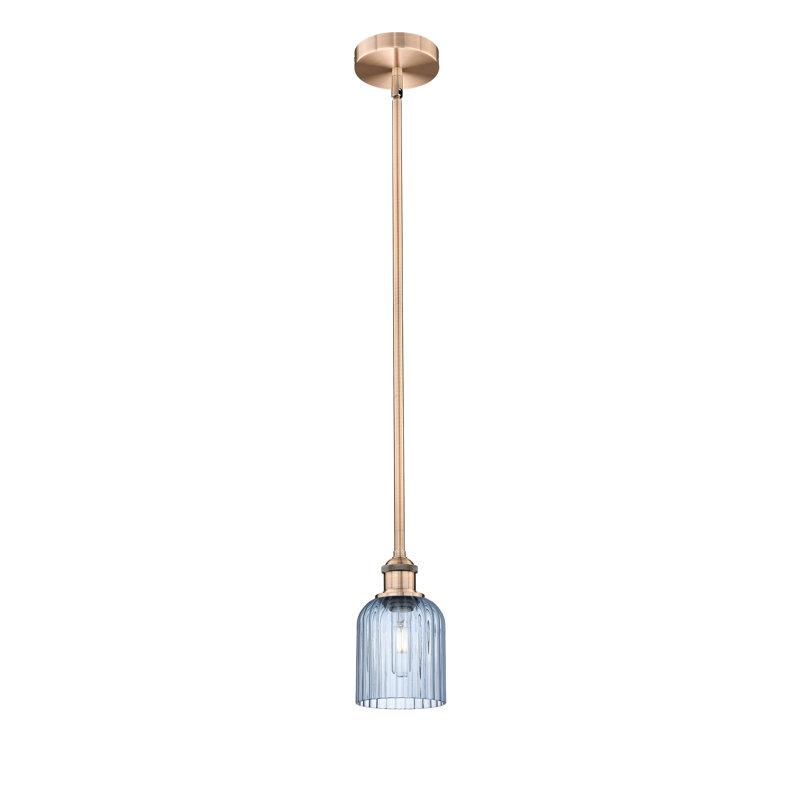 Luminaire suspendu 1 lumière Aalina, Nickel poli, Bleu