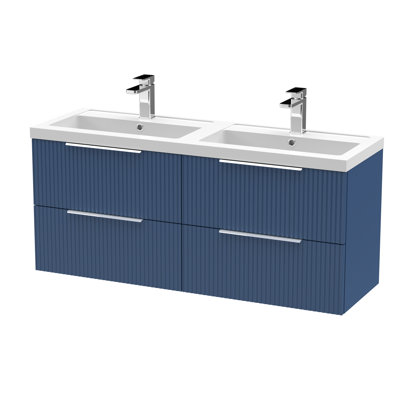 Fluted 1205mm Double Bathroom Vanity with Drop In Basin