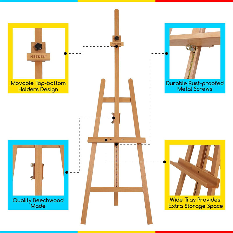 X－MAX FURNITURE Folding Adjustable Solid Wood H-Frame Easel