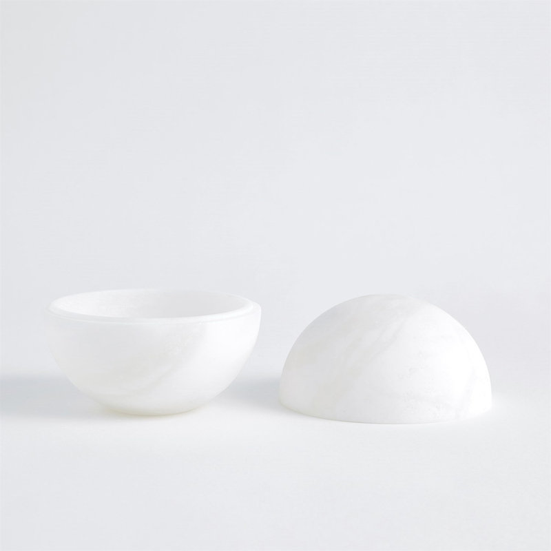 Alabaster Sphere Box-White, 4.75" H x 5" W x 5" D