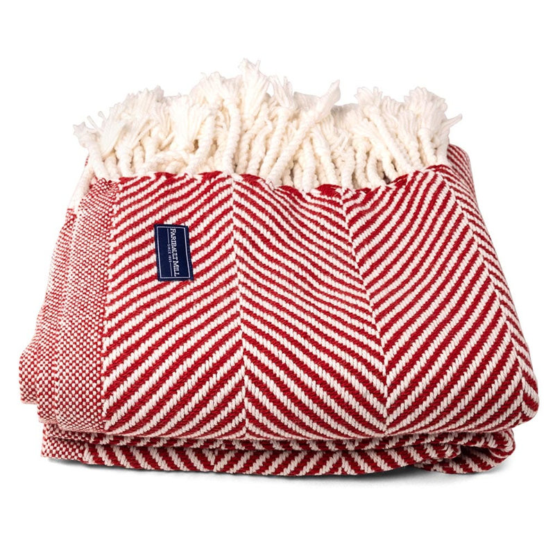 Jeté en coton Coastal Monhegan, Chevron rouge
