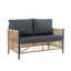 Ensemble de canapé d'extérieur en osier brun 2 places avec coussin gris et table New Comming