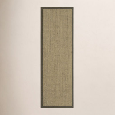 Beige Green Floral Jute Rug