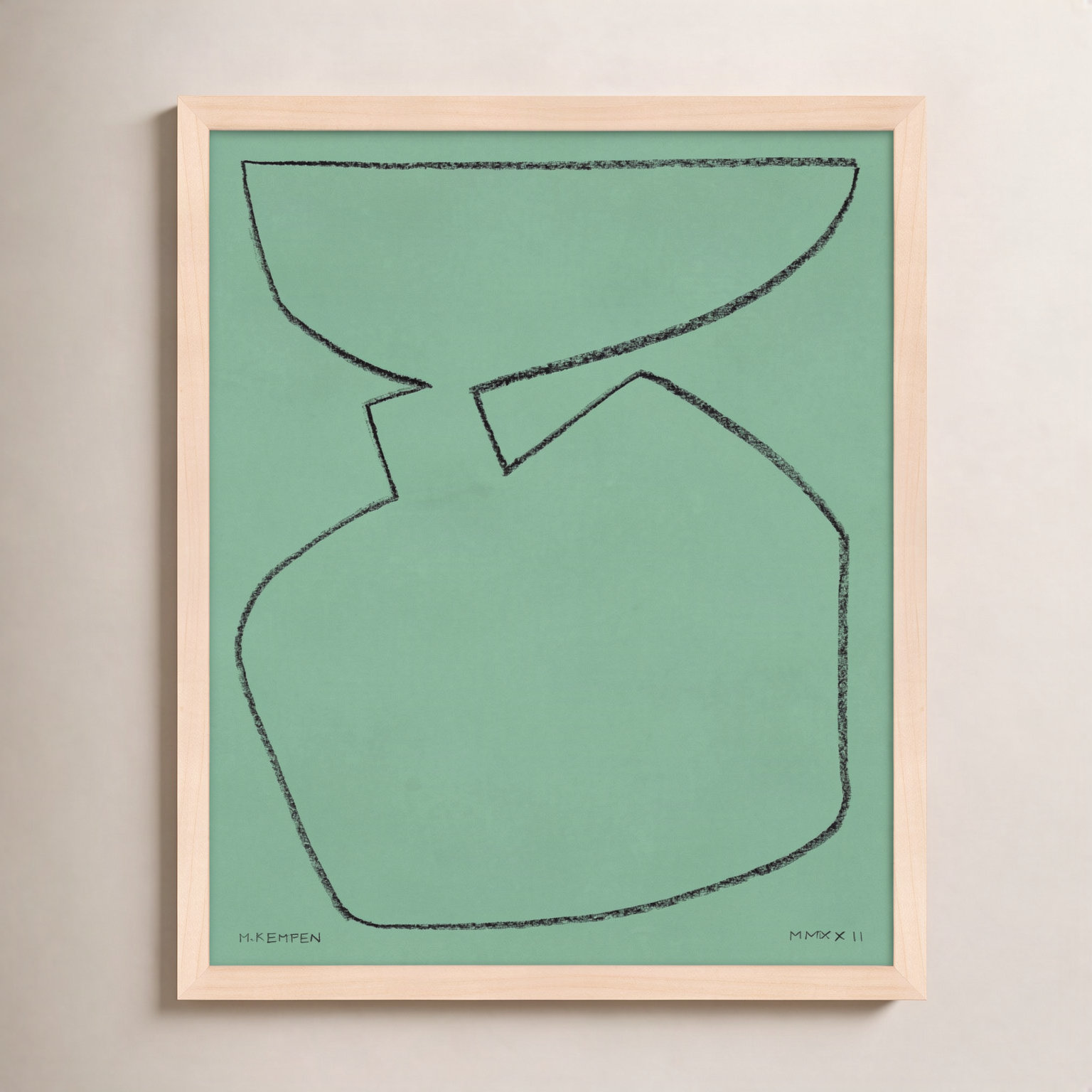 Freya "Sage 2" Print, 30" W x 38" H, Maple Framed