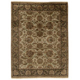 Hand Knotted Wool Oriental Area Rug in Light Green And Black