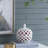 White Ceramic Lidded Jar with Lattice Design