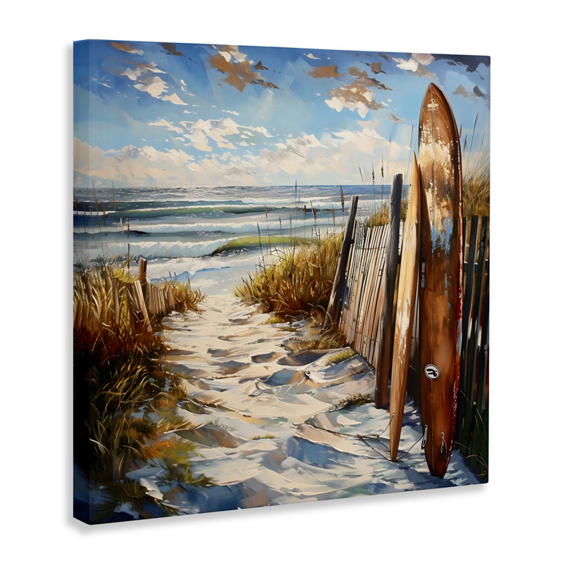 Time To Surf Beach Canvas, design par LSR Creative Studio, H 17 po x l 17 po