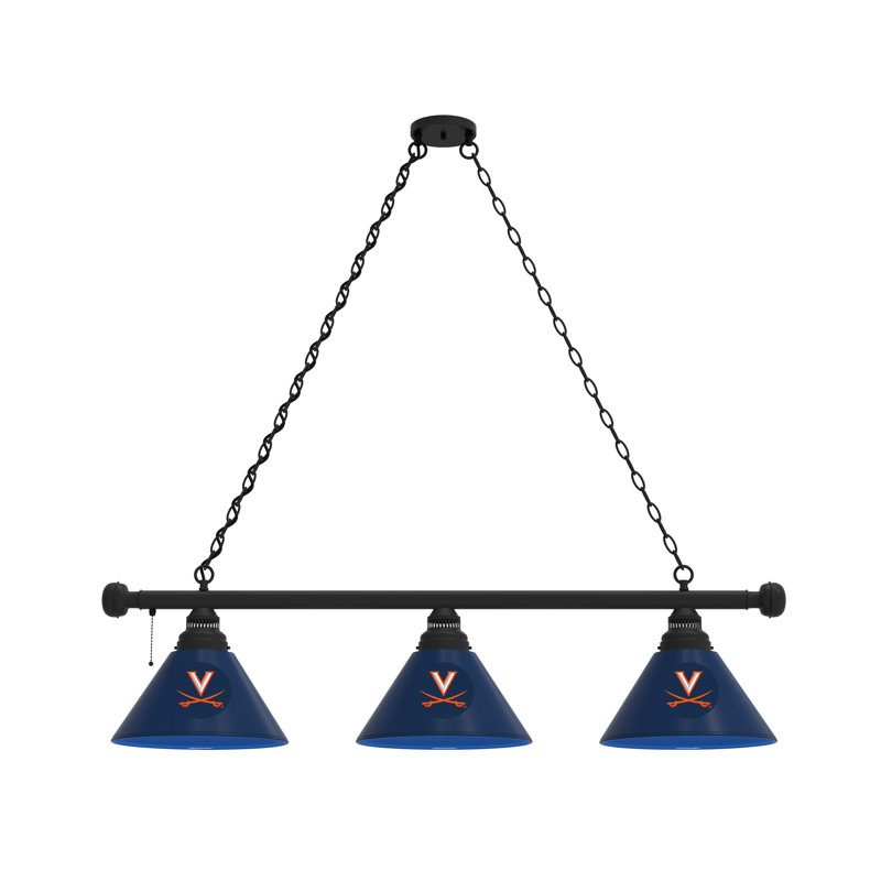 3 - Light Pool Table Lights Pendant, Black, Virginia Cavaliers