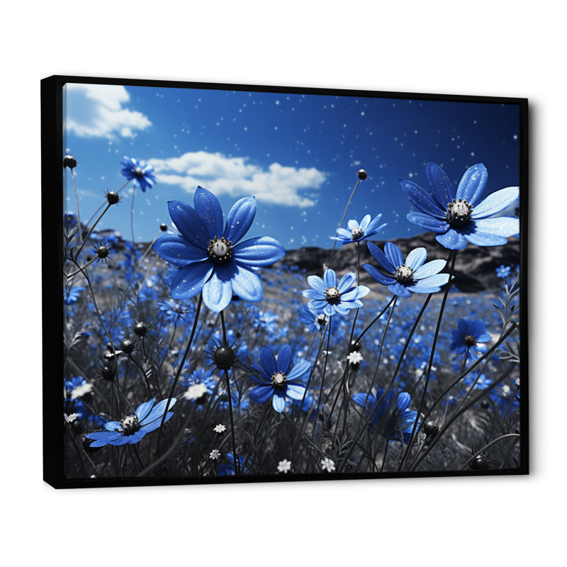 Sapphire Meadow II - impression, Cadre flottant noir, H 16 po x l 32 po x P 1 po