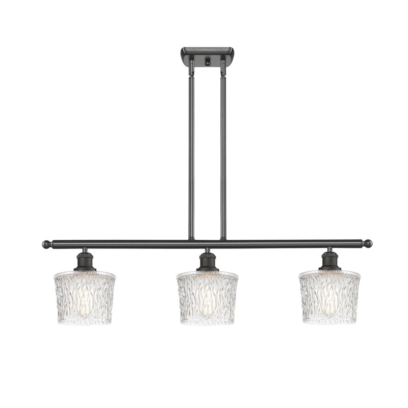 Luminaire suspendu tambour pour îlot de cuisine à 3 lumières Camire, Ampoule DEL 6 watts Vinage, Bronze huilé