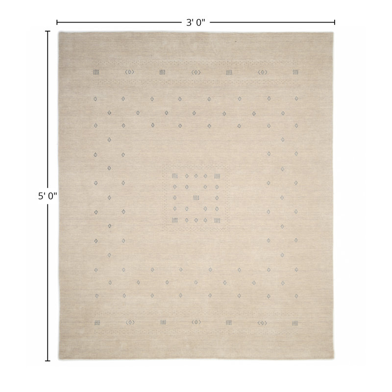 Simi Hand Knotted Cotton/Wool Southwestern Area Rug, Rectangle 3' x 5', Light Camel