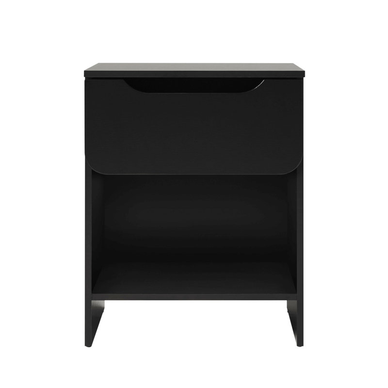 Table de chevet à 1 tiroir avec tiroir Modern Minimalist - noir