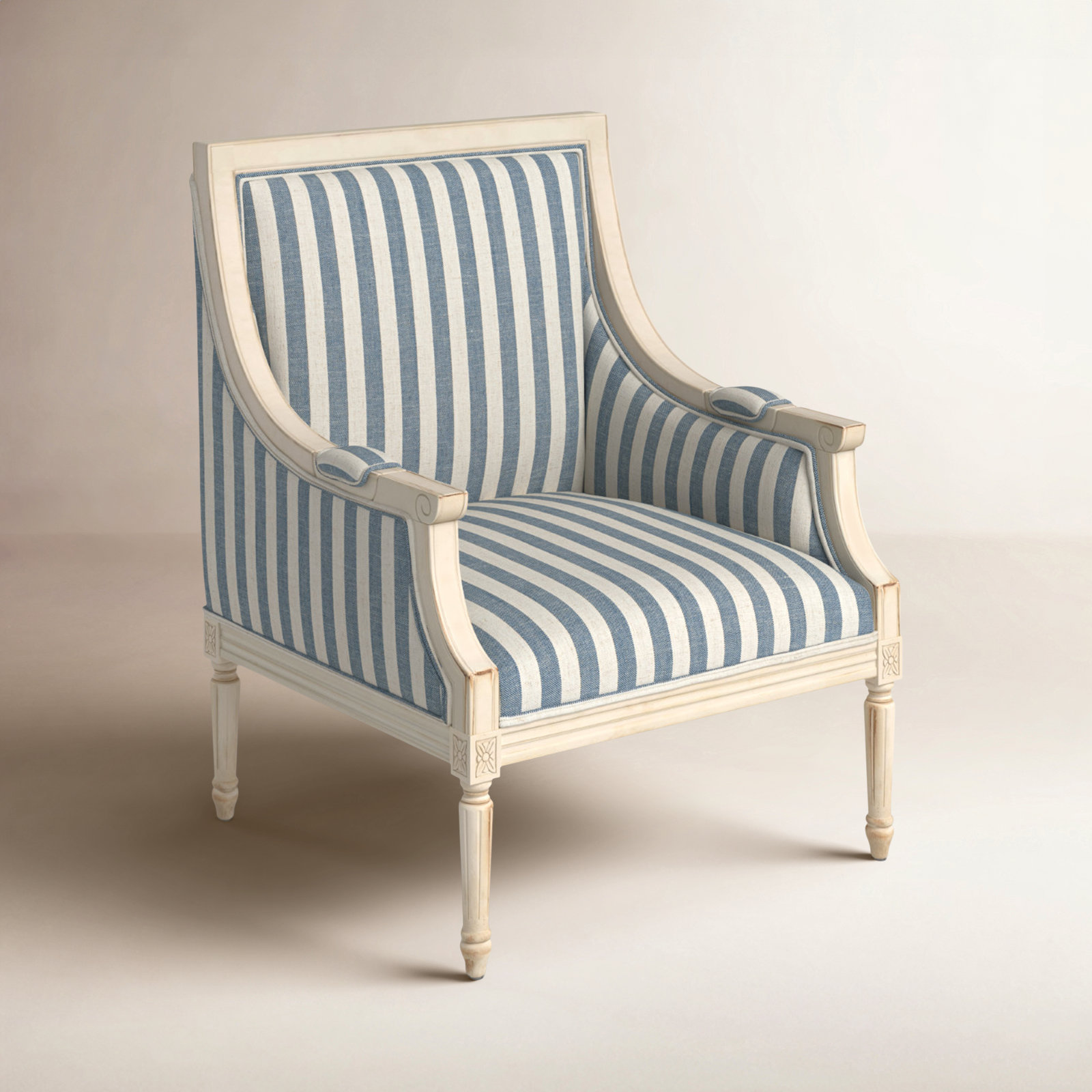 Rowena Armchair, Blue Striped
