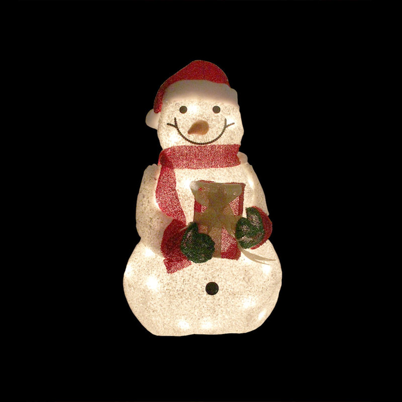 Décoration de Noël d'extérieur bonhomme de neige 23 po blanc et rouge 23 po