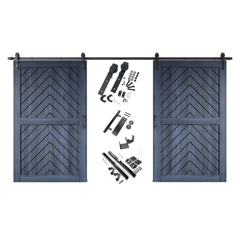 Homacer Marine 50 po. X 80 po. Ensemble de quincaillerie à deux arêtes de poisson 4-en-1 fini et non assemblé avec trousse de quincaillerie d'installation sans dérivation, rail de 18 pi, utilisation intérieure seulement