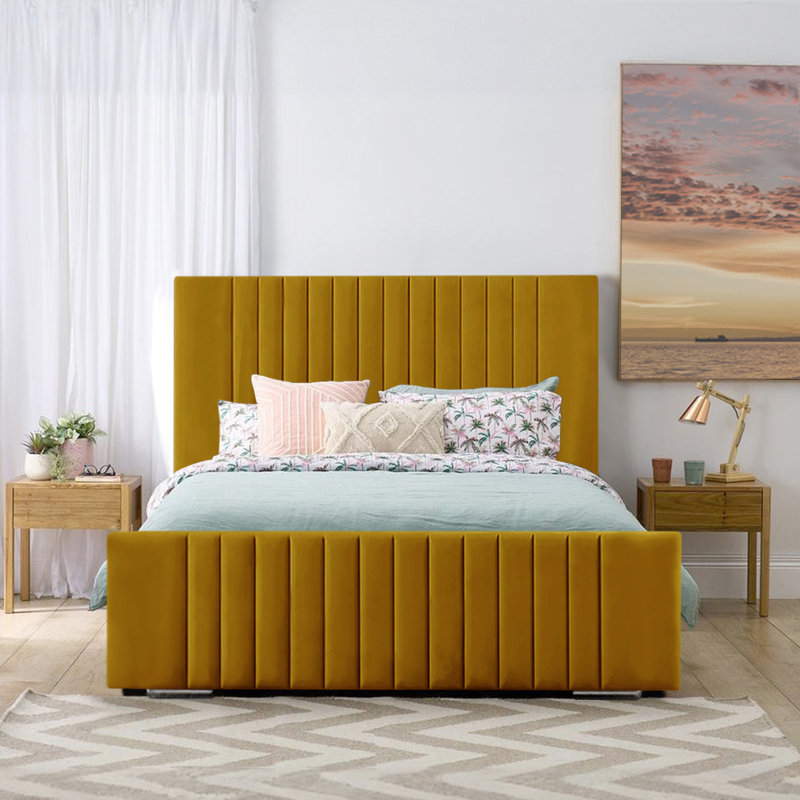 Aerys Upholstered Bed, Double (4'6), Turmeric