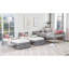 Lit superposé double au-dessus de simple et simple, lit superposé triple en bois avec tiroirs et garde-corps, gris-1165256024