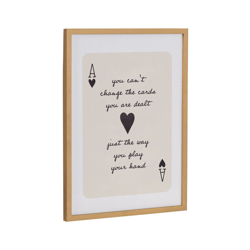 «Ace of Heart», citation positive par The Creative Bunch Studio, reproduction d'art encadrée, Cadre doré