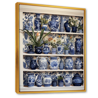 «Blue Boho Plant Pottery I», art mural Boho