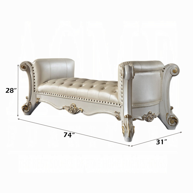 Banc rembourré Vendome, Argent, Blanc