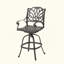 Tabouret de bar pivotant en fonte d'aluminium avec accoudoirs traditionnels à volutes et structure légère durable pour l'extérieur