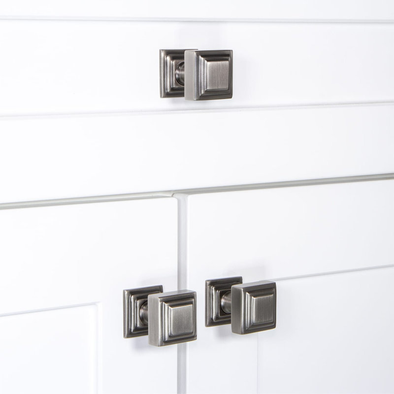 Carré Square Cabinet Knob, Antique Pewter