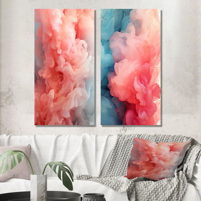Ensemble de salon 2 pièces Pink Radiance Smoke I - Art mural abstrait