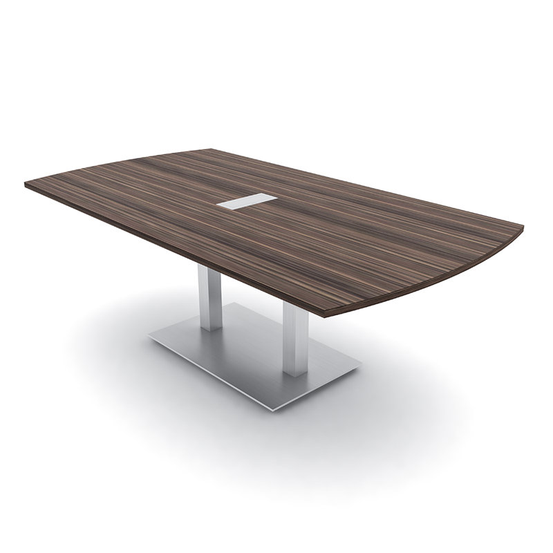 Table de conférence Pavert Arc Unité électrique, Argent, Eucalyptus naturel, H 30 po x l 84 po x P 48 po