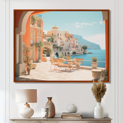 Été, ville italienne au bord de la mer Méditerranée - art mural plage