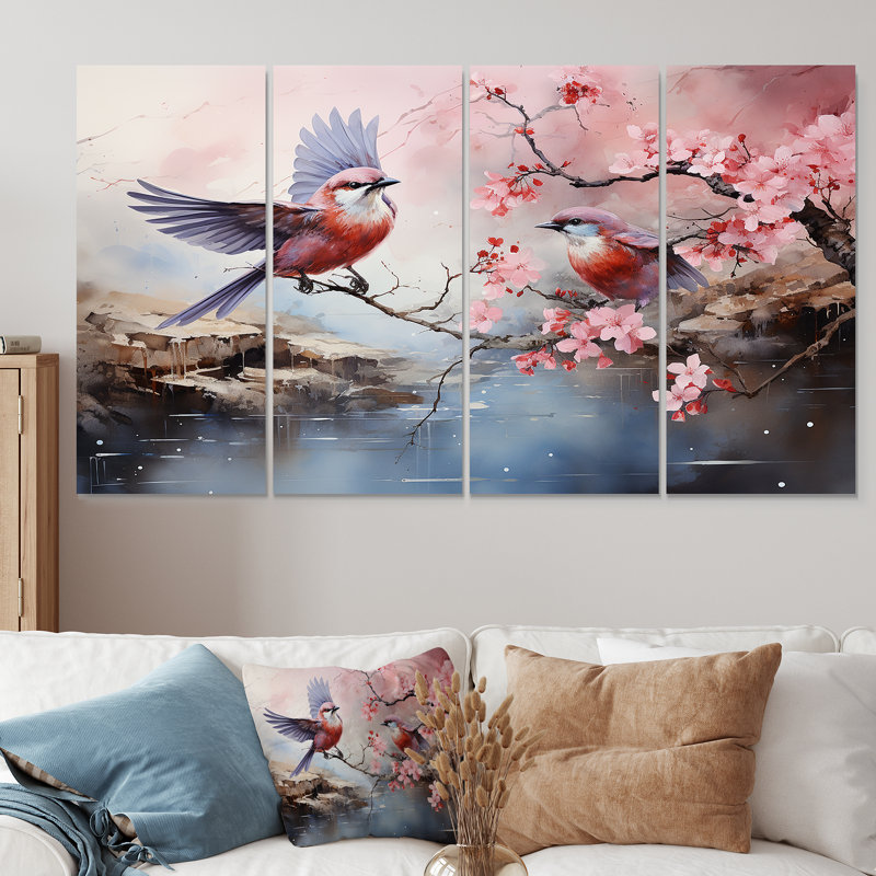 «Japon», art floral 4 pièces, H 28 po x l 48 po