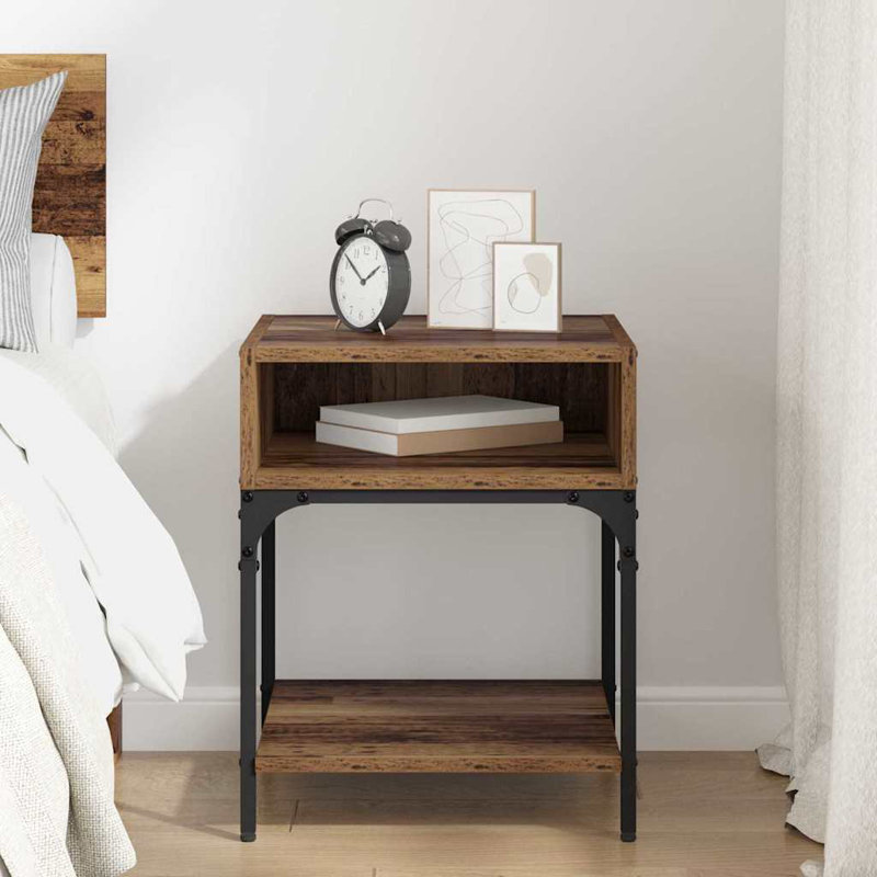 40cm W Manufactured Wood Bedside Table, Old Wood