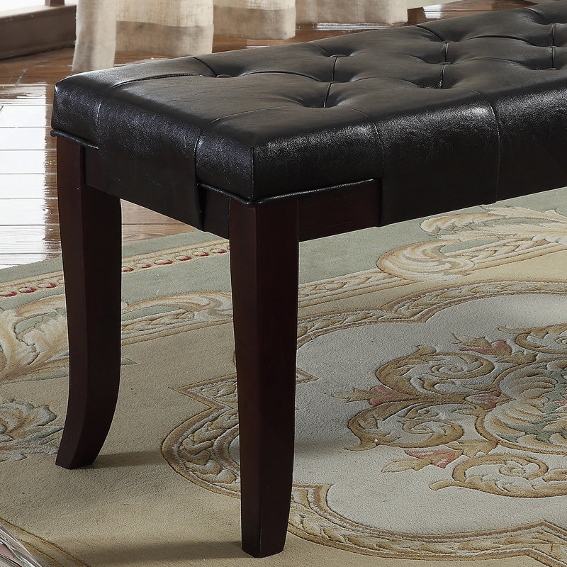 Tufted Bench, Faux Leather, Espresso, Black