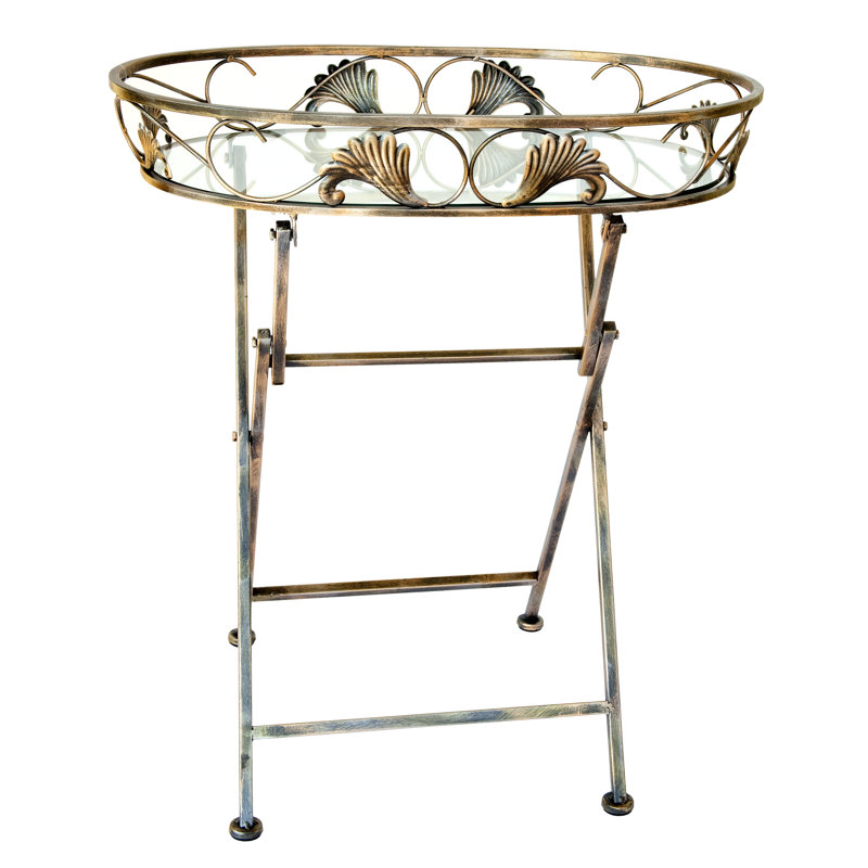 Glass Top Cross Legs End Table