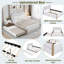 Lit plateforme tapissier avec pieds de support en bois et lit gigogne simple Madilyne-2008956543-2008956542