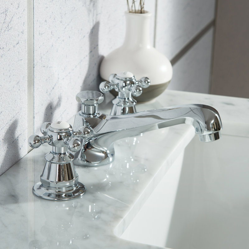 Ensemble de meuble-lavabo de comptoir en marbre blanc Carrara Elizabeth de 24 po avec miroir Elizabeth, Blanc pur