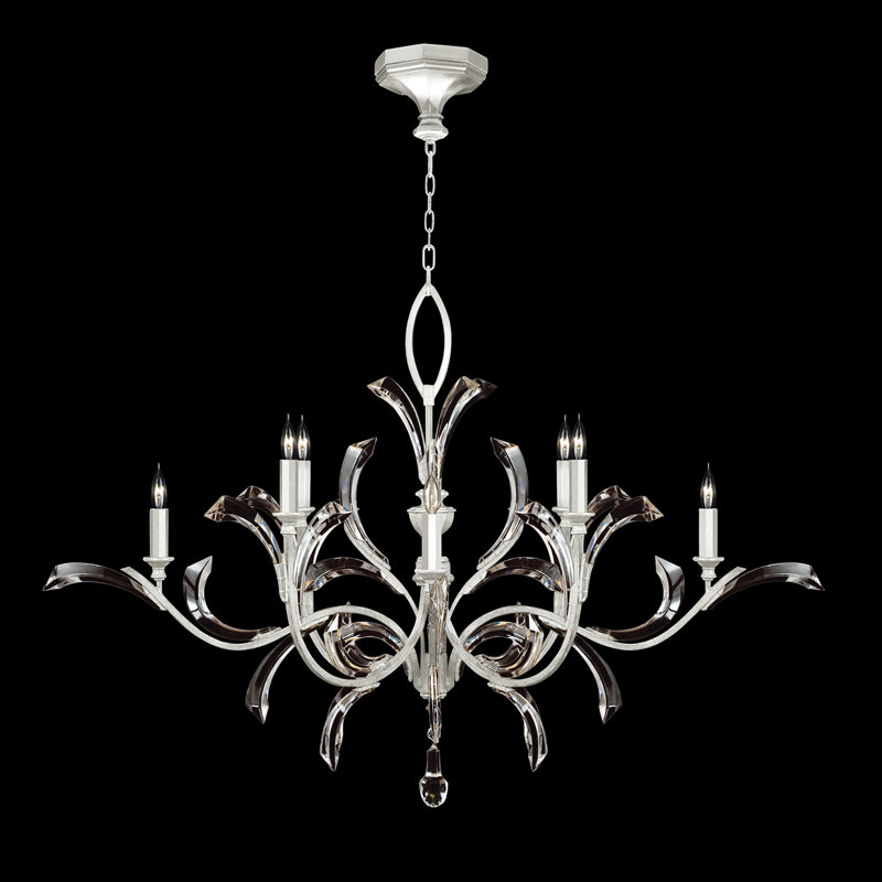 Beveled Arcs 8 - Light Chandelier, Silver Leaf