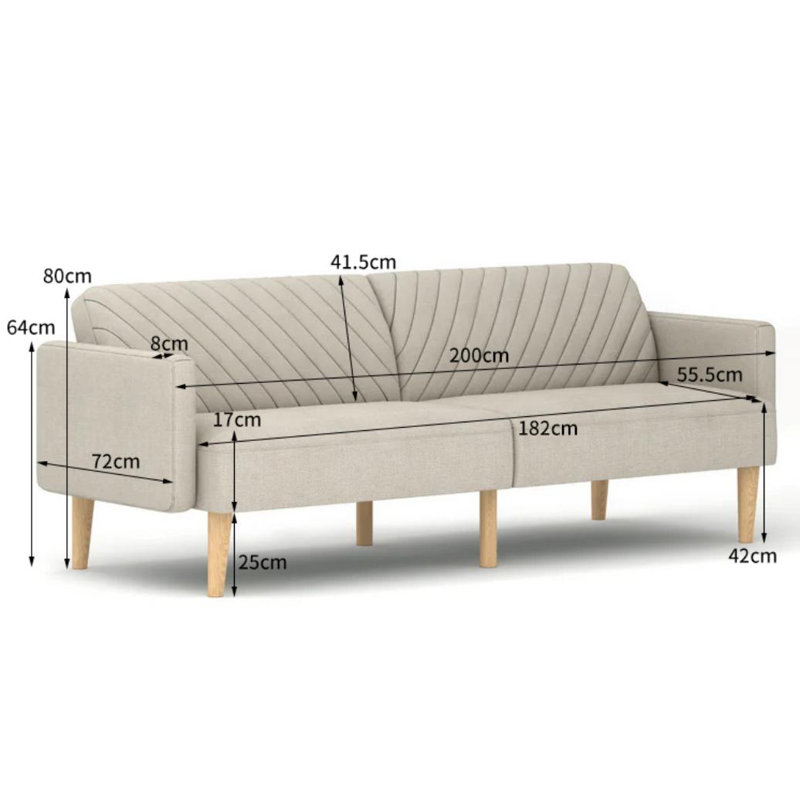 Horka Sofa Bed, Beige 100% Linen