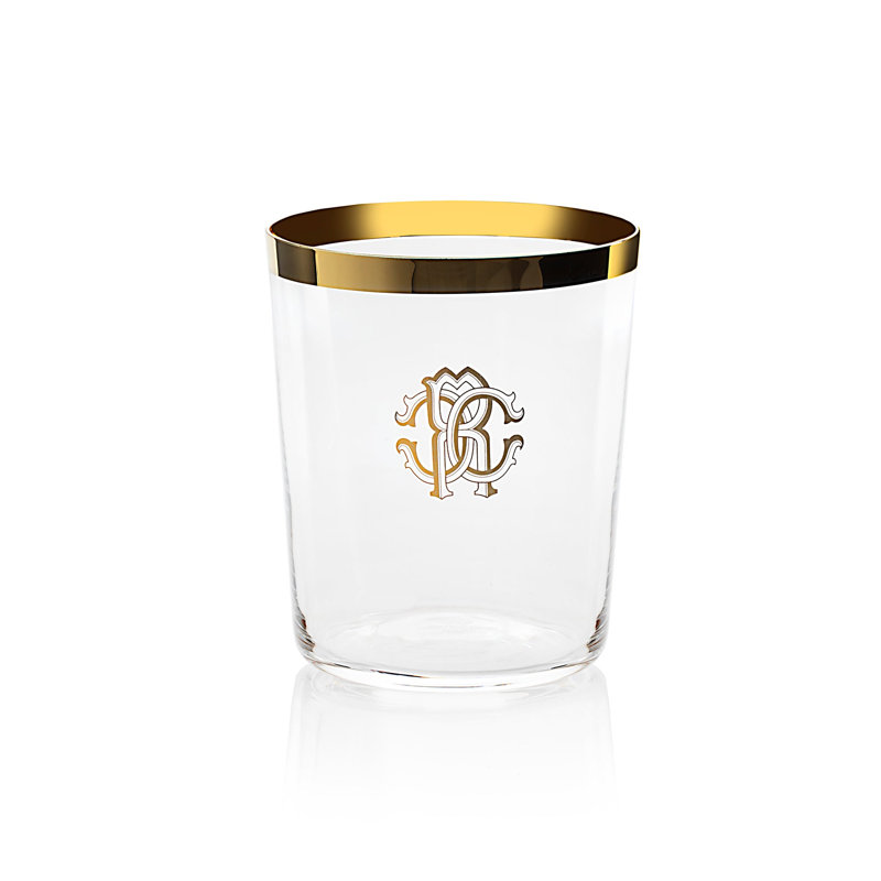 Old Fashion Glass NEW MONOGRAM  Gold diam. 3.5, H 4 in, cap. 14.75 oz
