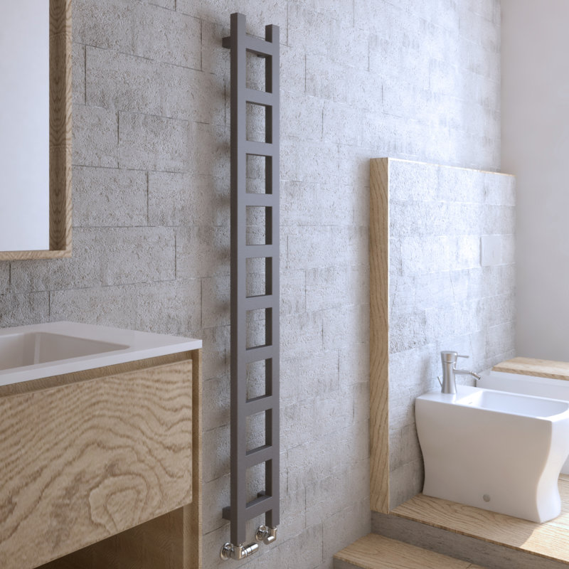 Easy Heated Towel Rail, 160 cm H x 20 cm W x 7.2 cm D, Taupe