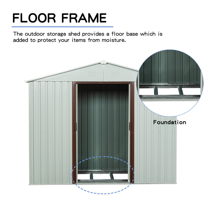 6 x 5ft White Metal Storage Shed with Sliding Doors