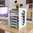 7 Tiers Paper Organizer For Desk Desktop White File Holder Office Desk Organizer Mail Letter Tray & Paper Sorter Document Notebooks Storage Rack