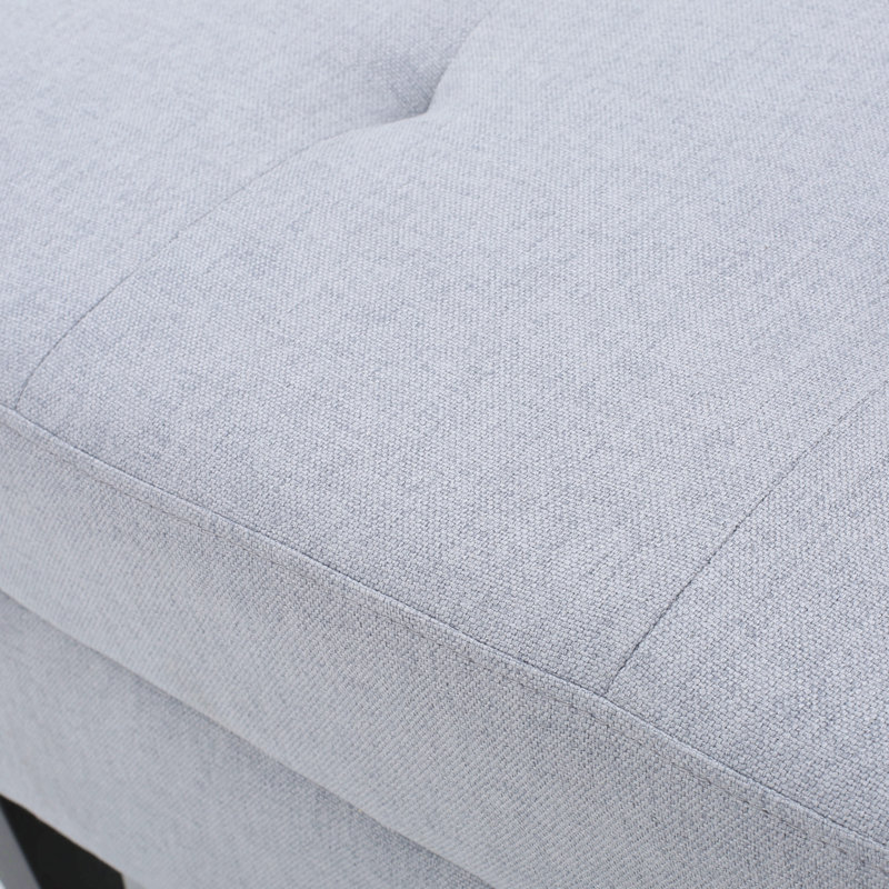 Anjuman Upholstered Ottoman, Light Gray, Light Gray Polyester Blend