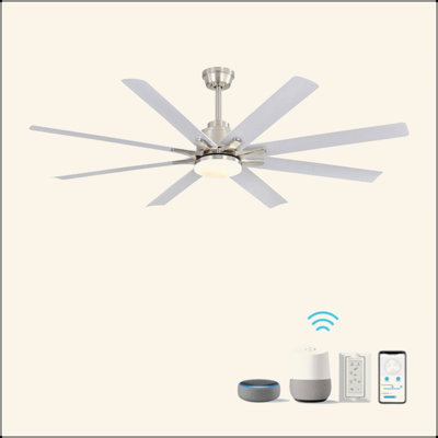 66 Inch Low Profile Ceiling Fan With Dimmable Lights And Smart Remote Control 6 Speed Reversible Noiseless DC Motor For Indoor