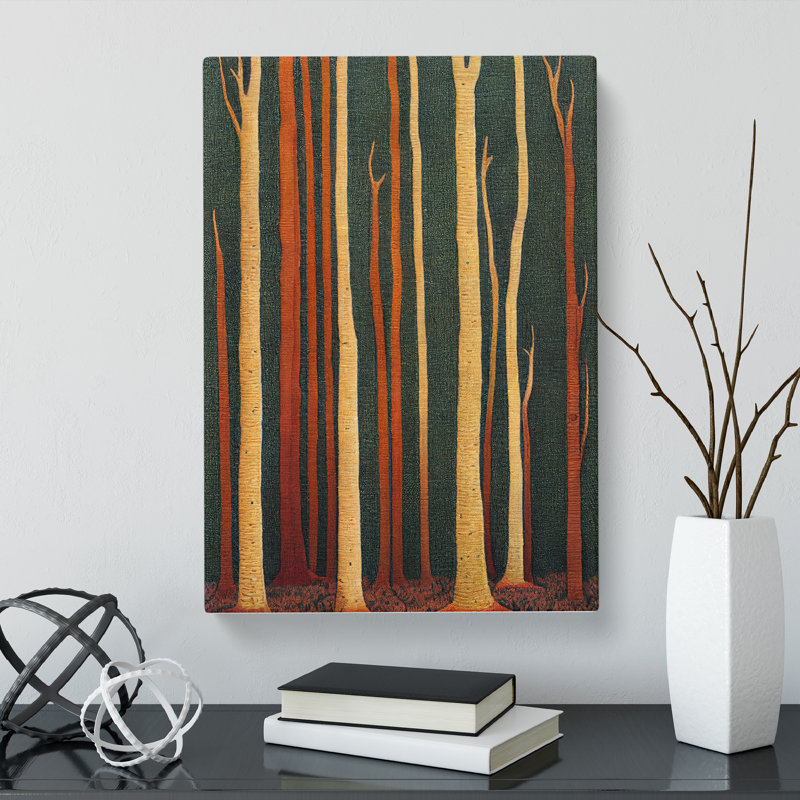 CAN-V0523-994X Forest Embroidery Style Vol.1 - Wrapped Canvas Print, 50cm H x 35cm W x 3cm D