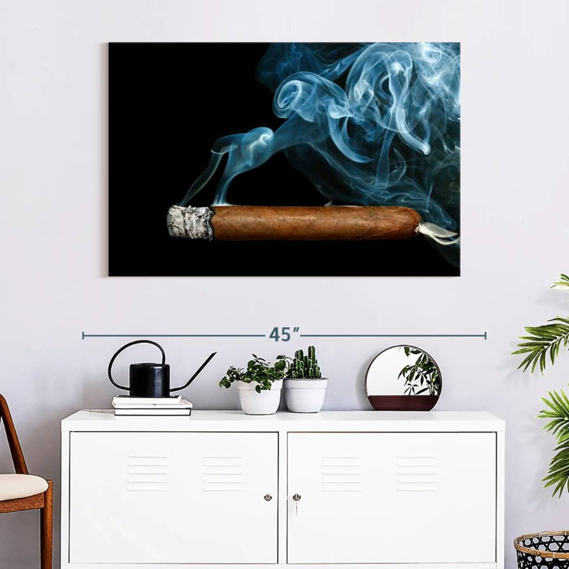 Senne Cigar With Smoke, 26" H x 39" W
